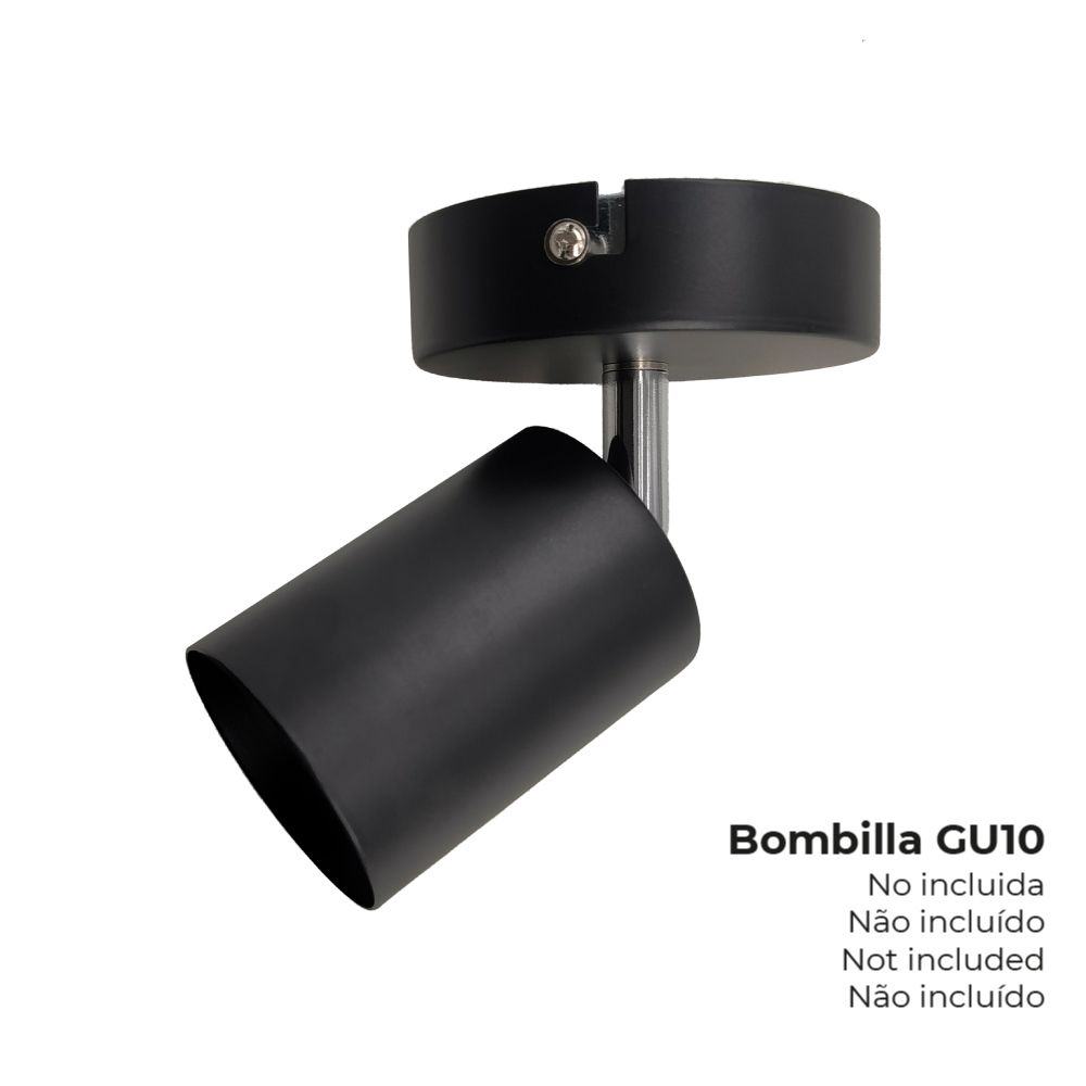 FOCO 1 ELEMENTO GU10 50 W (BOMBILLA NO INCLUIDA) COLOR NEGRO Ø9 x 5,6 x 14,2 cm