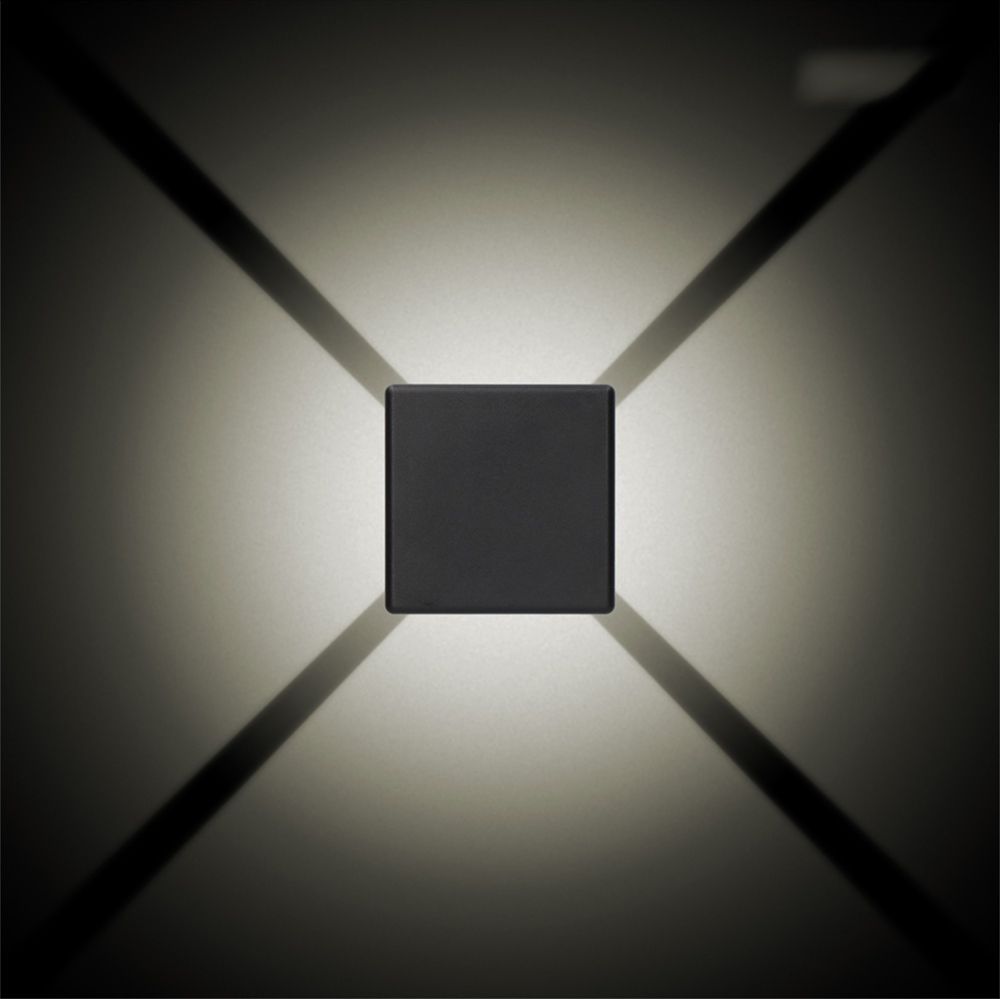 APLIQUE LED CUADRADO 4 PROYECCIONES 6 W 516 lm 3000 K LUZ CALIDA IP54 11.5 x 11.5 x 5 cm gallery 1