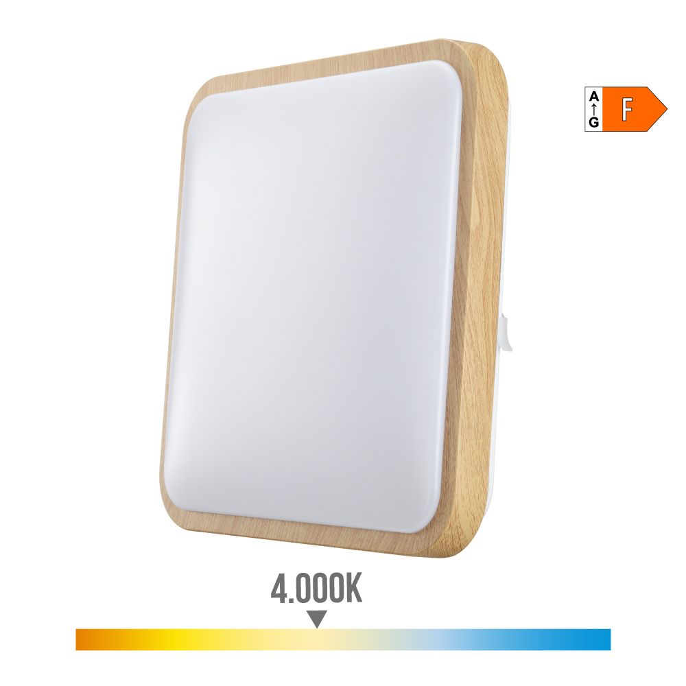 APLIQUE SUPERFICIE CUADRADO LED EFECTO MADERA 18 W 4000 k 1820 lm 33 x 5 x 33 cm
