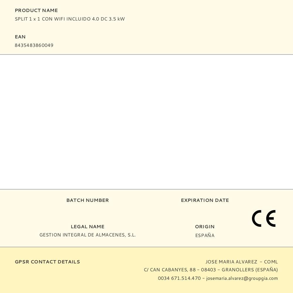 SPLIT 1 x 1 CON WIFI INCLUIDO 4.0 DC 3.5 kW gallery 3