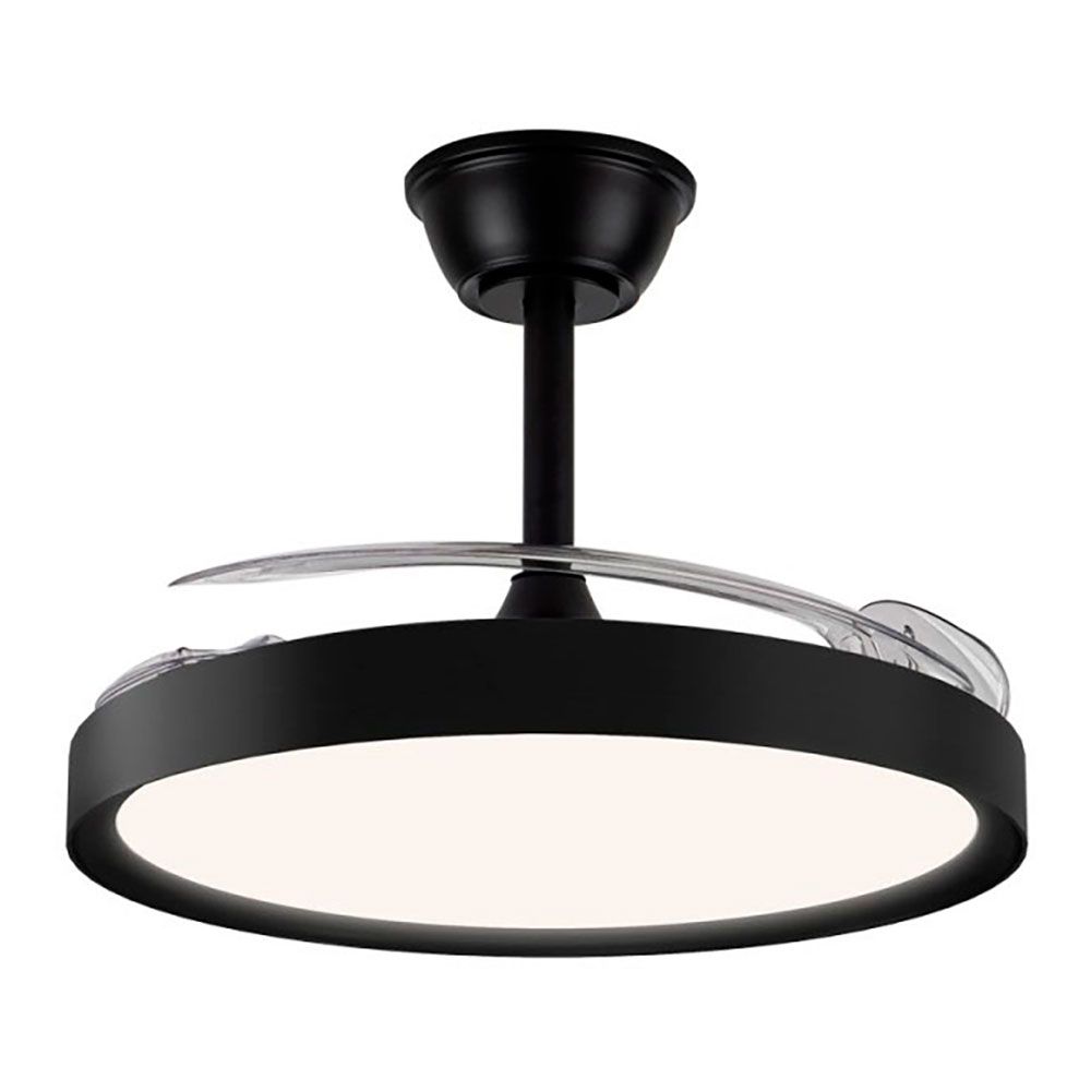 VENTILADOR DE TECHO LED 3CCT ASPAS RETRÁCTILES POLARIS 43 W 4430 lm NEGRO, ASPAS Ø106 cm, PLAFÓN Ø48,5 cm, ALTURA 32 - 42 cm gallery 0