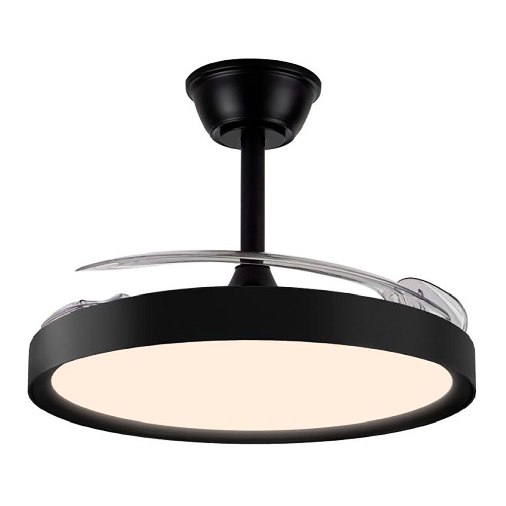 VENTILADOR DE TECHO LED 3CCT ASPAS RETRÁCTILES POLARIS 43 W 4430 lm NEGRO, ASPAS Ø106 cm, PLAFÓN Ø48,5 cm, ALTURA 32 - 42 cm gallery 2