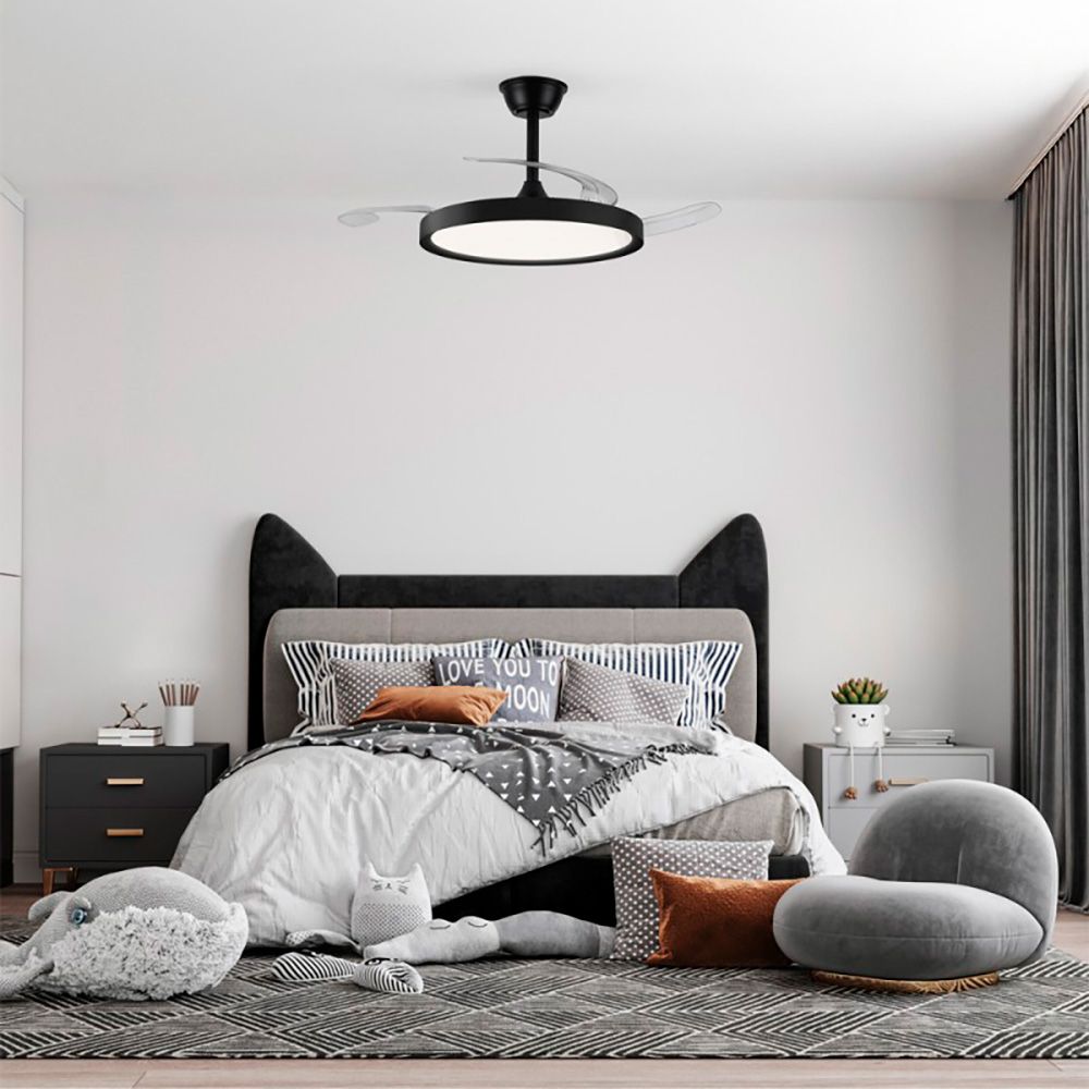 VENTILADOR DE TECHO LED 3CCT ASPAS RETRÁCTILES POLARIS 43 W 4430 lm NEGRO, ASPAS Ø106 cm, PLAFÓN Ø48,5 cm, ALTURA 32 - 42 cm gallery 5