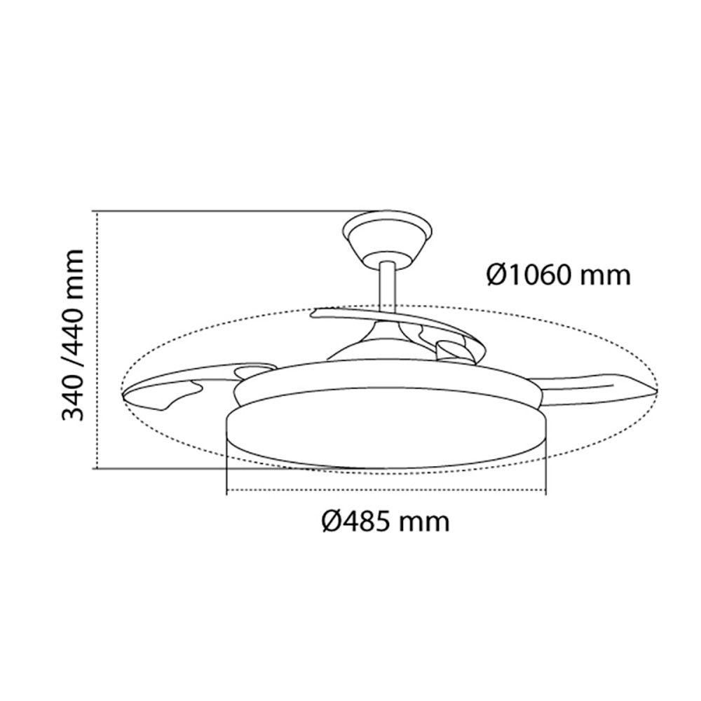 VENTILADOR DE TECHO LED 3CCT ASPAS RETRÁCTILES STARS EVO SMART 72 W 7920 lm BLANCO, ASPAS Ø106 cm, PLAFÓN Ø48,5 cm, ALTURA 34 - 44 cm gallery 4