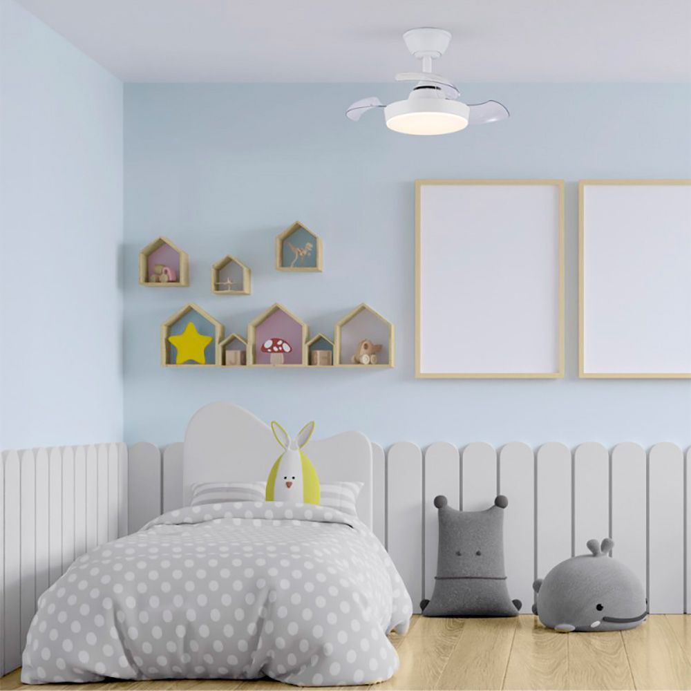 VENTILADOR DE TECHO LED 3CCT ASPAS RETRÁCTILES HORNET 32 W 3195 lm BLANCO, ASPAS Ø56 cm, PLAFÓN Ø26 cm, ALTURA 34 - 44 cm gallery 3