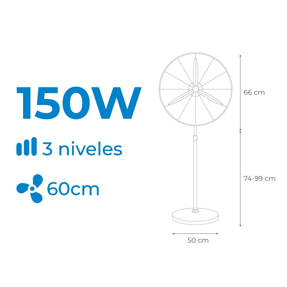 VENTILADOR INDUSTRIAL DE PIE 150 W, NEGRO, Ø60 cm gallery 0