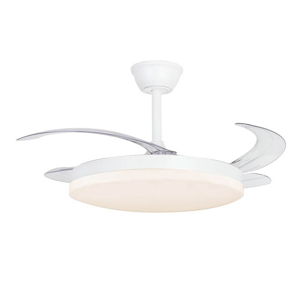 VENTILADOR TECHO, LED 3CCT, ASPAS RETRÁCTILES, MILKY L EVO SMART, 72 W, 7920 lm, BLANCO, Ø120 cm, PLAFÓN Ø48 cm, ALTURA 32 - 42 cm