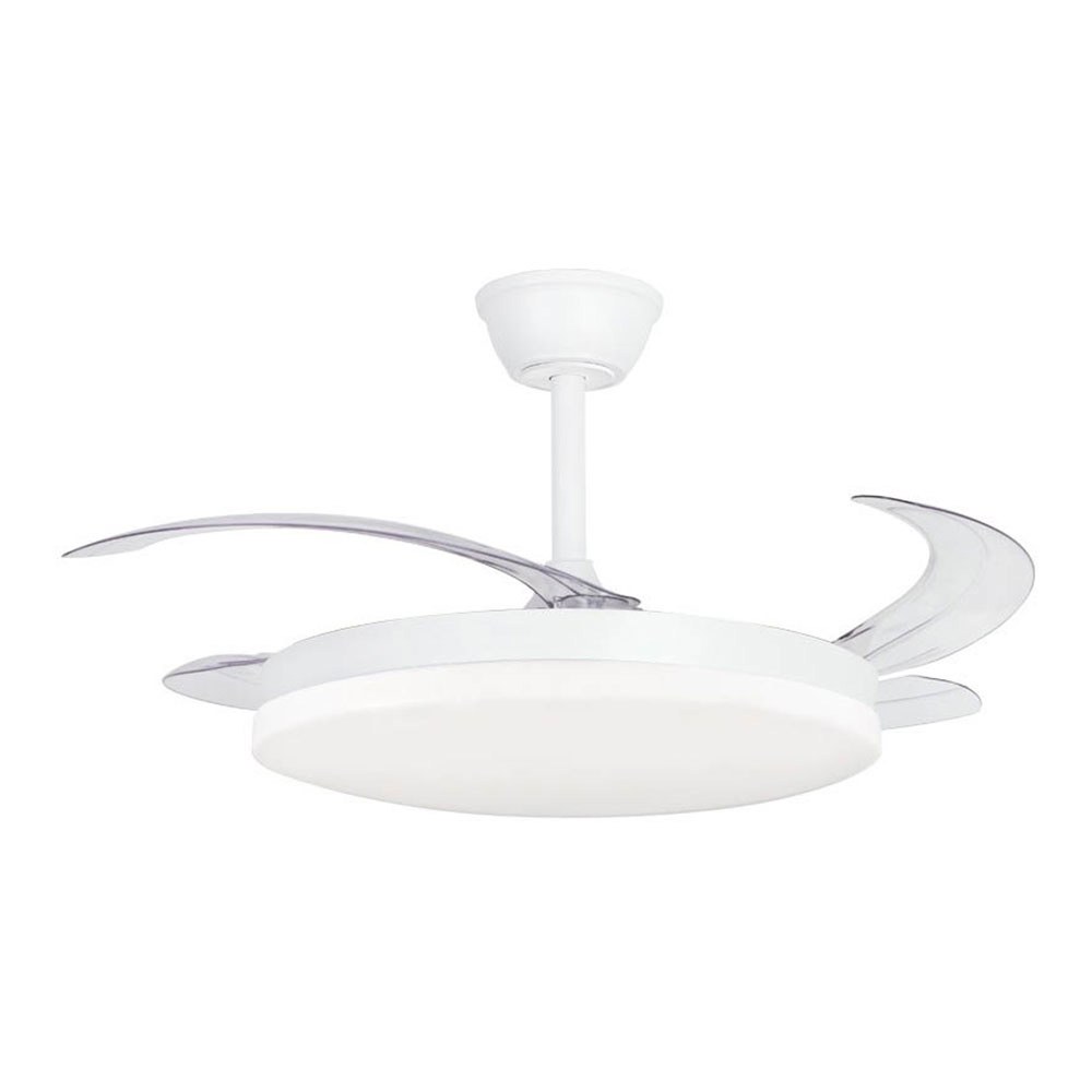 VENTILADOR TECHO, LED 3CCT, ASPAS RETRÁCTILES, MILKY L EVO SMART, 72 W, 7920 lm, BLANCO, Ø120 cm, PLAFÓN Ø48 cm, ALTURA 32 - 42 cm gallery 0