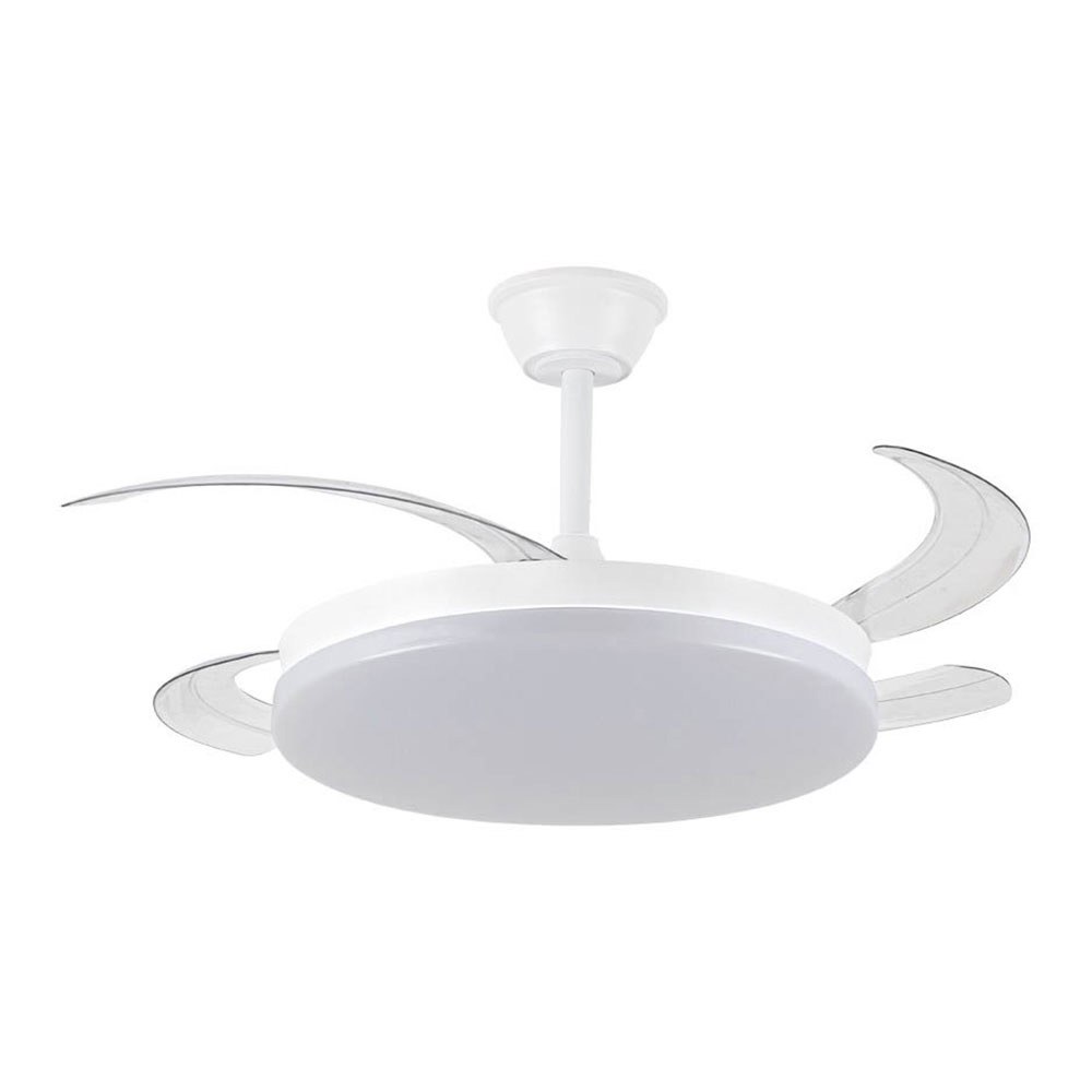 VENTILADOR TECHO, LED 3CCT, ASPAS RETRÁCTILES, MILKY L EVO SMART, 72 W, 7920 lm, BLANCO, Ø120 cm, PLAFÓN Ø48 cm, ALTURA 32 - 42 cm gallery 1