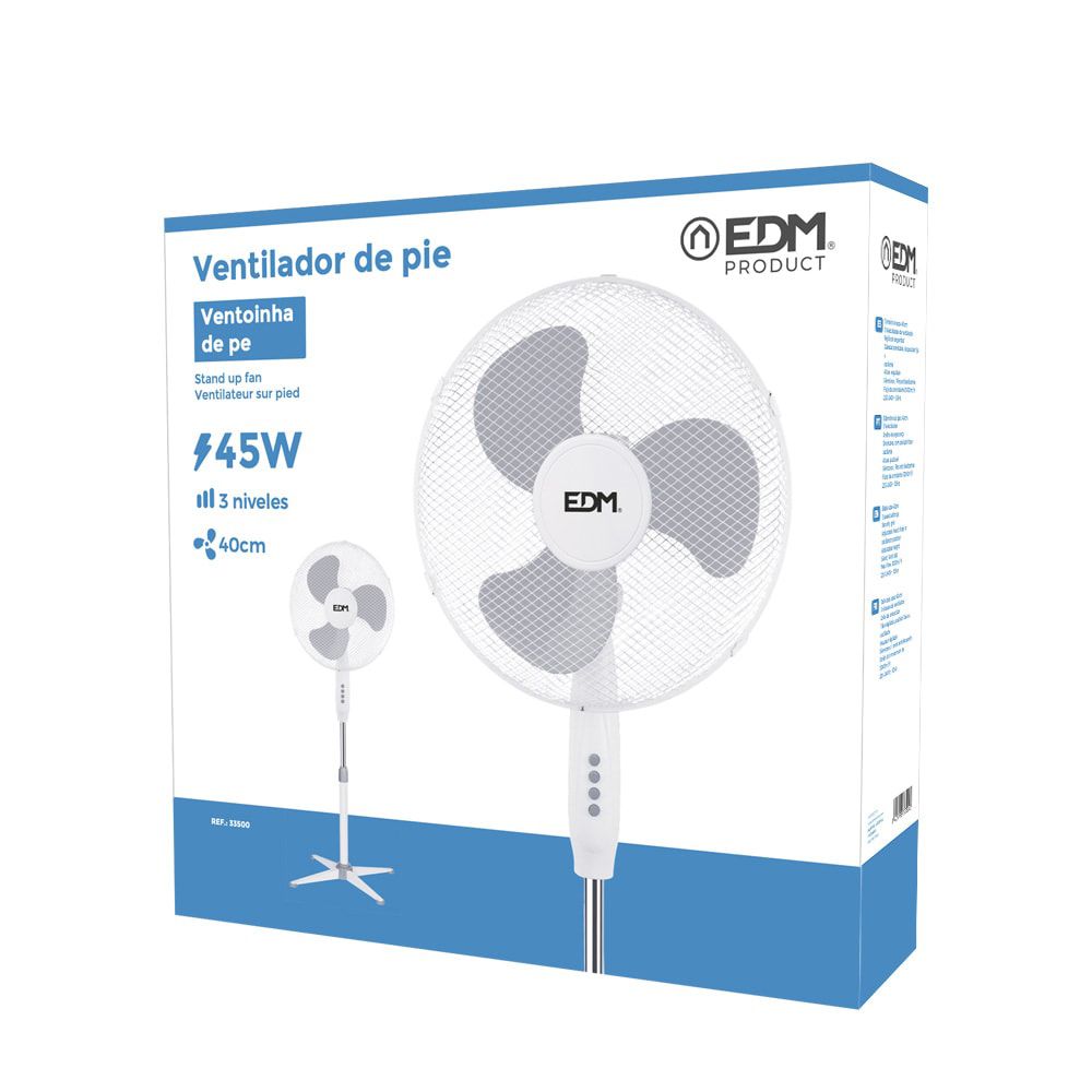 VENTILADOR DE PIE, BLANCO, POTENCIA 45 W, dB 60, ASPAS Ø40 cm, ALTURA REGULABLE 105-125 cm gallery 1