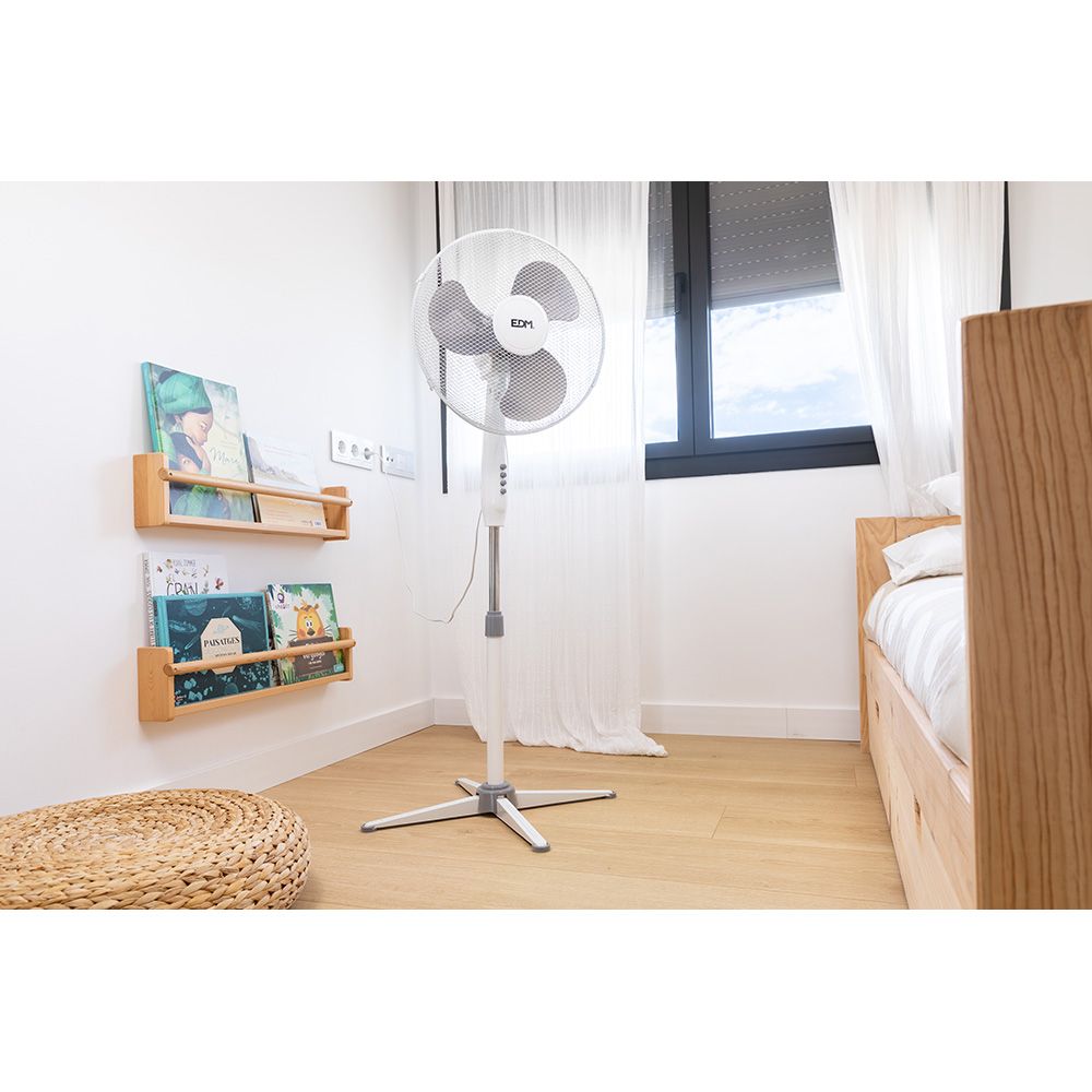 VENTILADOR DE PIE, BLANCO, POTENCIA 45 W, dB 60, ASPAS Ø40 cm, ALTURA REGULABLE 105-125 cm gallery 2