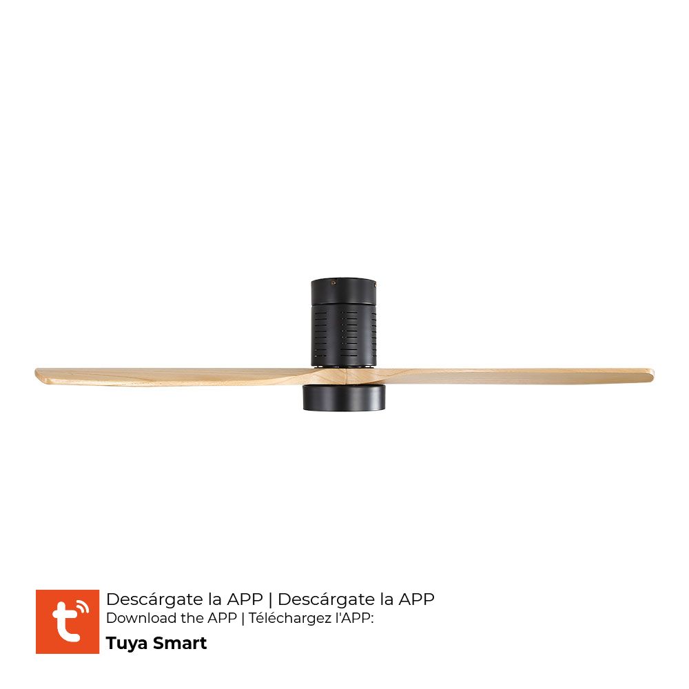 VENTILADOR DE TECHO MODELO INTELIGENTE KARA CON 3 ASPAS COLOR BLANCO Ø132cm LUZ LED 3000/4000/6000K, 3CCT, 30 W, NEGRO gallery 0