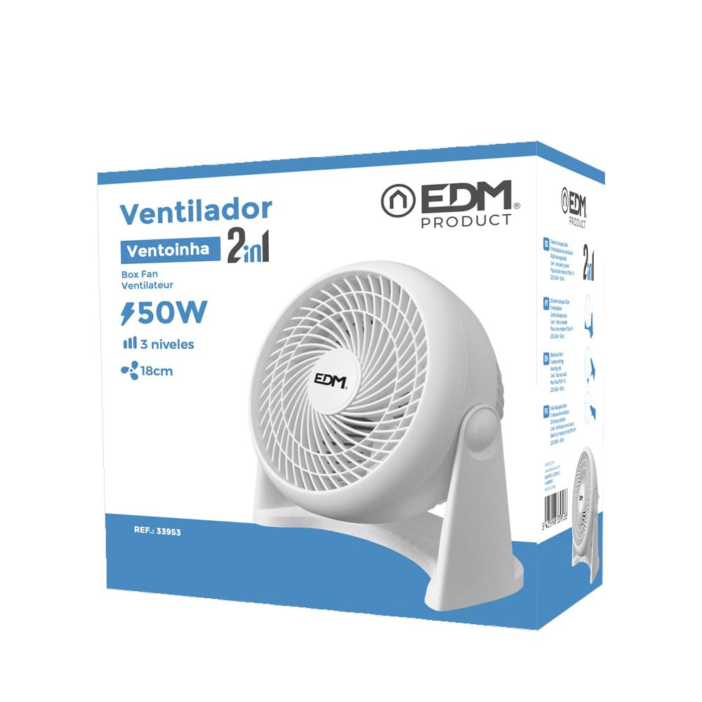 VENTILADOR 2 EN 1 (SUELO Y PARED), BLANCO, POTENCIA 50 W - 55,65 dB - ASPAS Ø18 cm 26,5 x 15,5 x 27,7 cm gallery 1