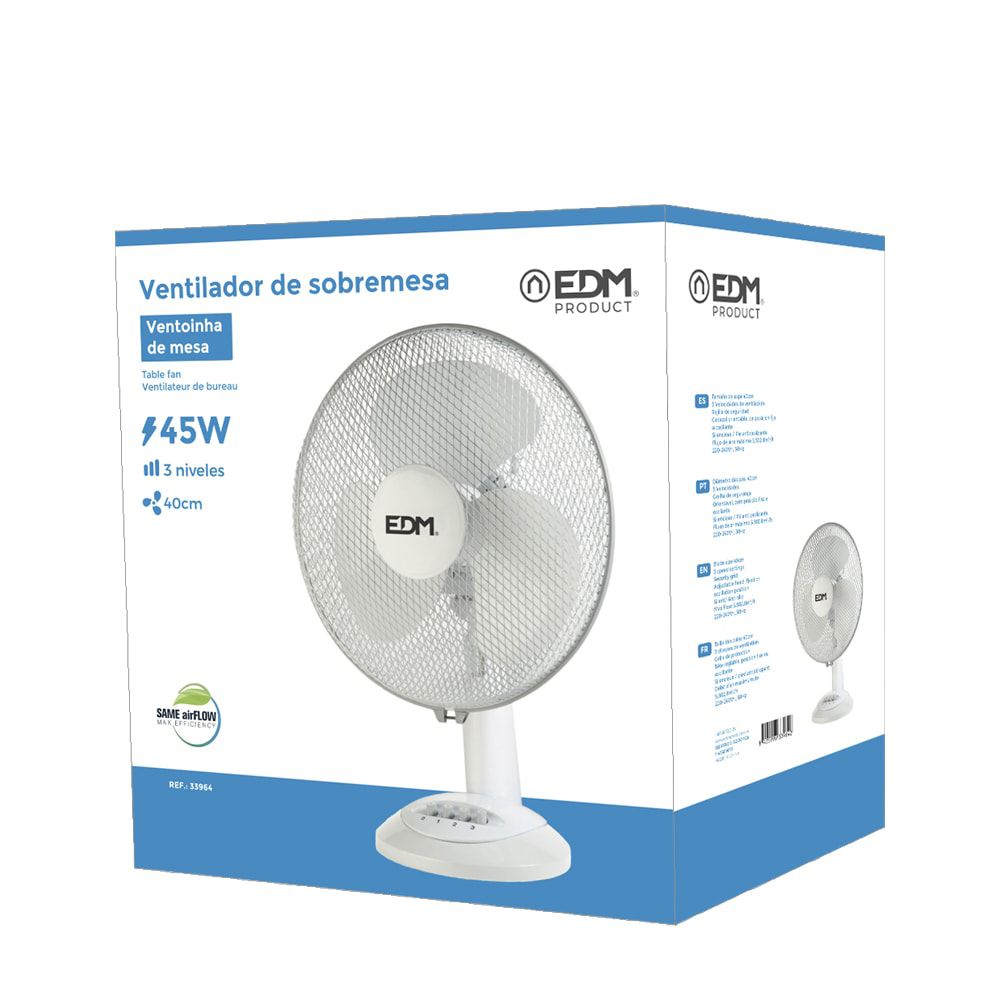 VENTILADOR DE SOBREMESA BLANCO: 45W - 54,14 dB - ASPAS: Ø40 x 61 cm gallery 1