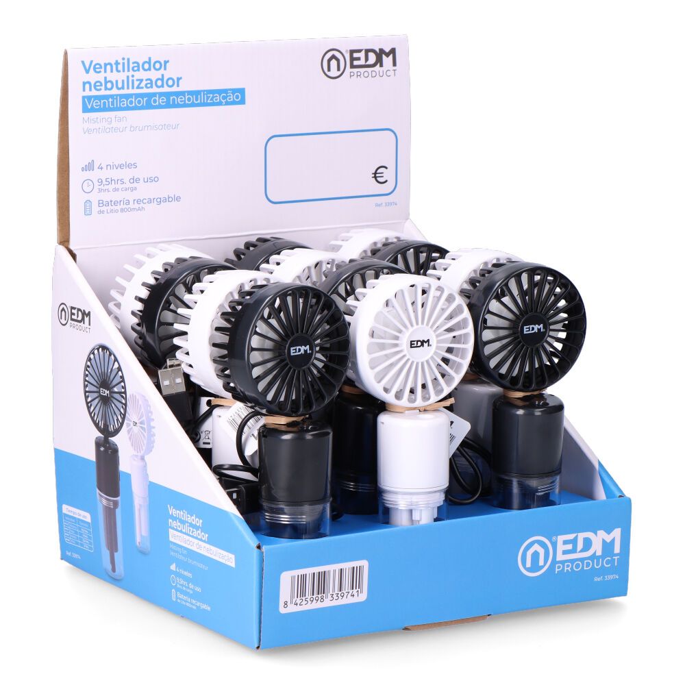 VENTILADOR NEBULIZADOR RECARGABLE, 4 VELOCIDADES. 6,2 x 16,4 cm. COLORES SURTIDOS gallery 1
