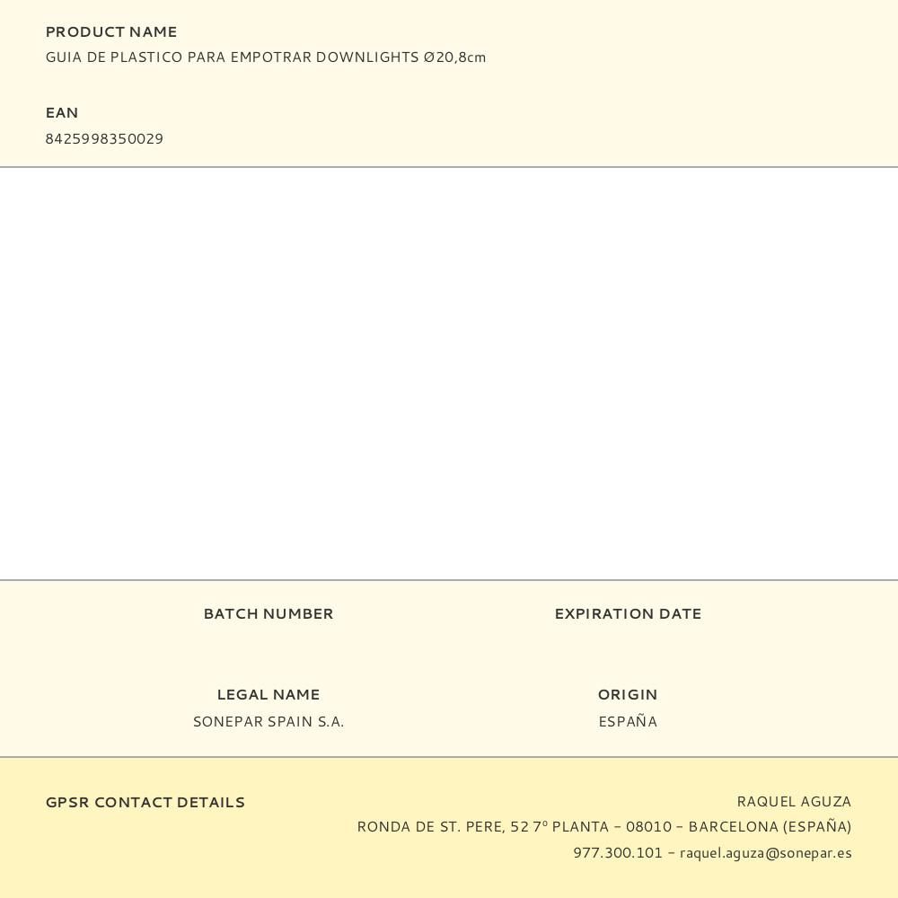 GUIA DE PLASTICO PARA EMPOTRAR DOWNLIGHTS Ø20,8cm gallery 0