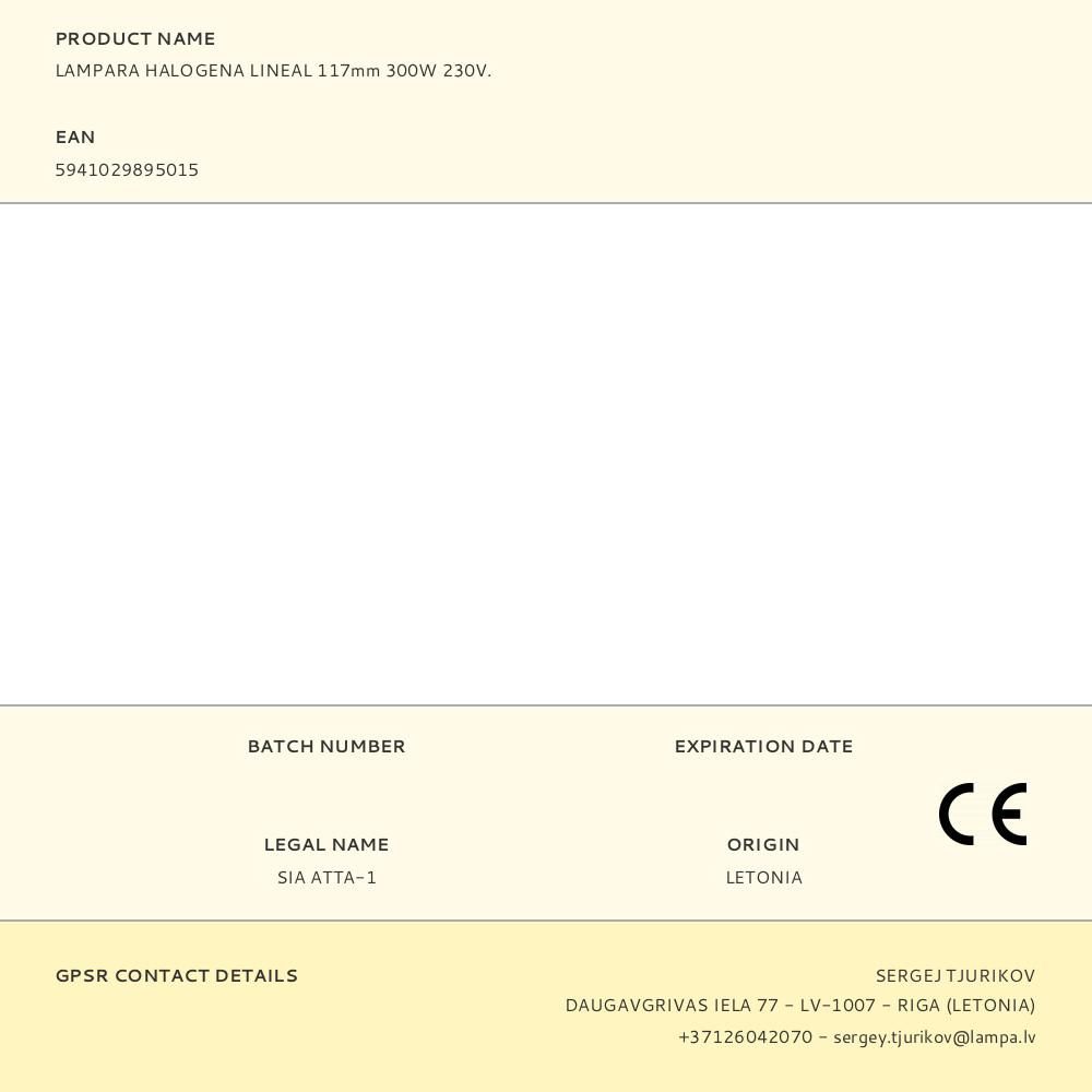 LAMPARA HALOGENA LINEAL 118 mm 300 W 2700 K 3600 Im gallery 0