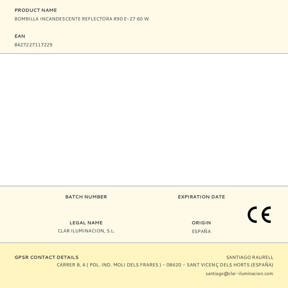 BOMBILLA INCANDESCENTE REFLECTORA R90 E-27 60 W gallery 0