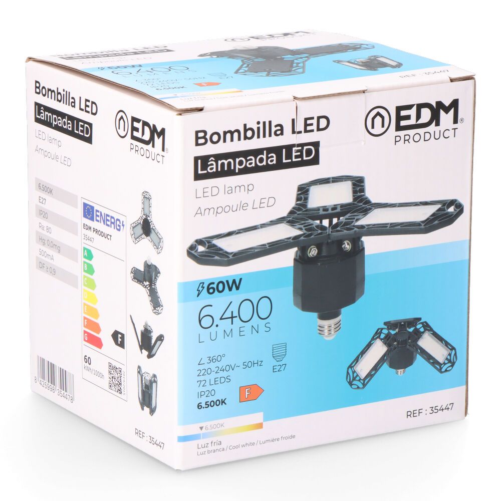 BOMBILLA "LEAF" LED E27 60W 6400lm 6500K LUZ FRIA Ø26,5x12cm EDM gallery 3