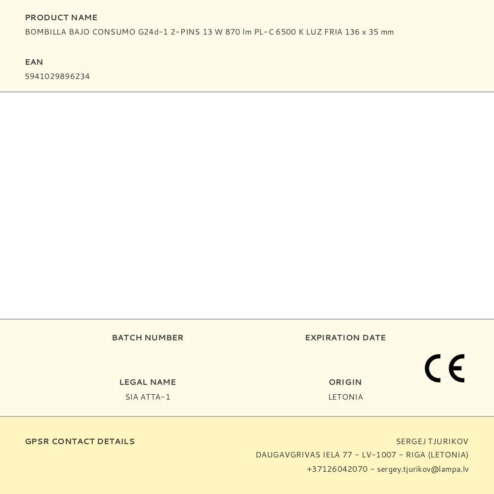 BOMBILLA BAJO CONSUMO G24d-1 2-PINS 13 W 870 lm PL-C 6500 K LUZ FRIA 136 x 35 mm gallery 0