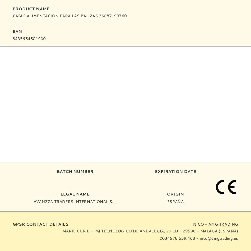 CABLE ALIMENTACIÓN CONTINUA PARA LAS BALIZAS 36087, 99760, 36053,36218 gallery 2