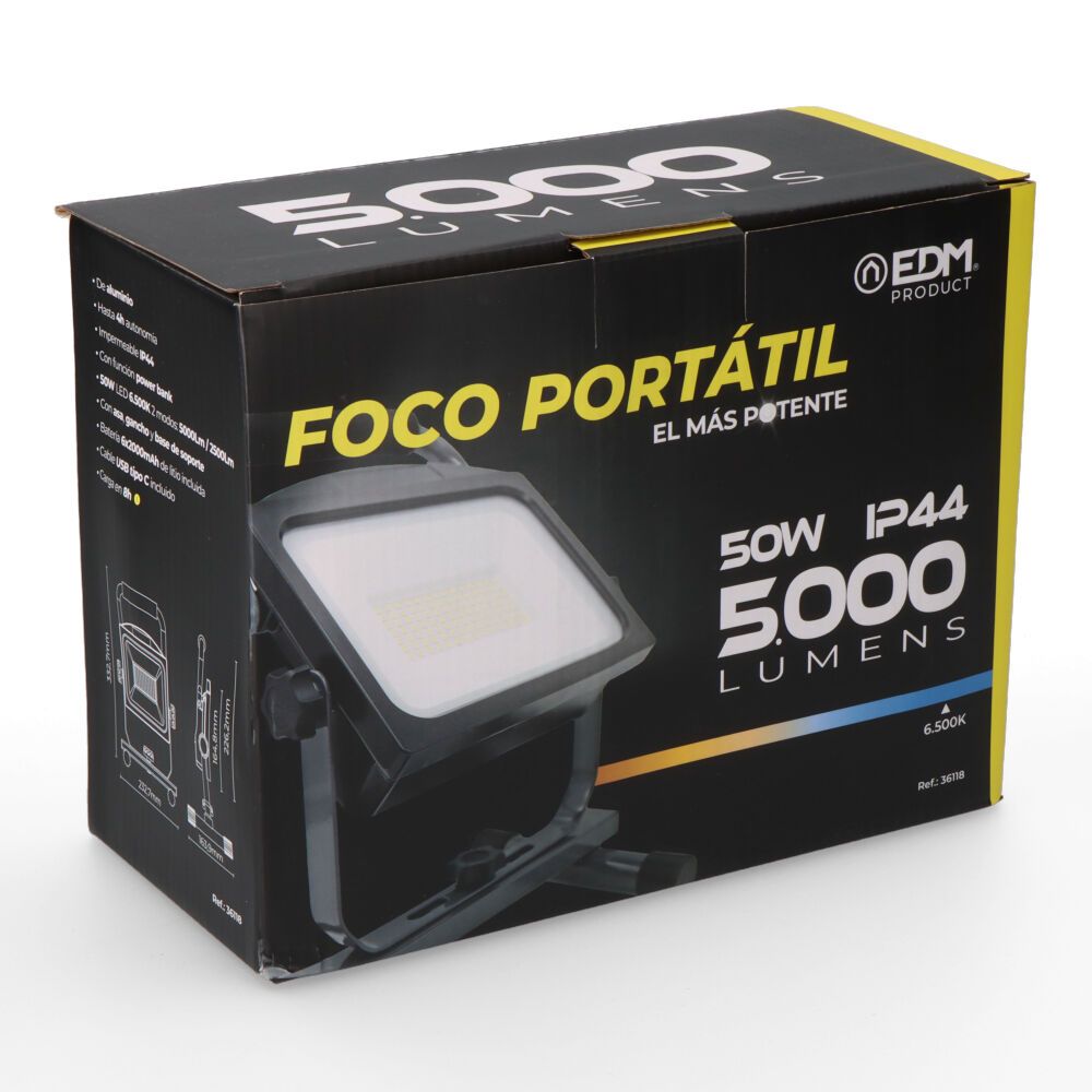 FOCO / PROYECTOR LED RECARGABLE 50 W 5000 lm 6500 K gallery 2
