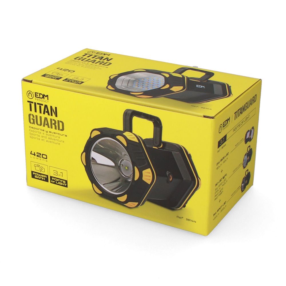 LINTERNA LED DE MANO TITAN GUARD, RECARGABLE, 3 PUNTOS DE LUZ gallery 7
