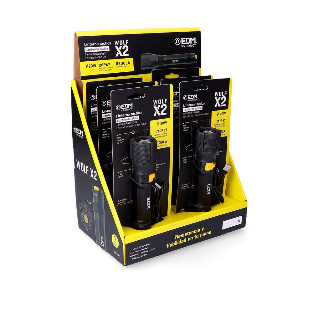 LINTERNA LED TÁCTICA WOLF X2 RECARGABLE 1500 lm / 450 lm, IP67 - Ø4,0 x 17,8 cm gallery 5