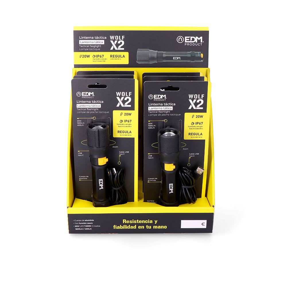 LINTERNA LED TÁCTICA WOLF X2 RECARGABLE 1500 lm / 450 lm, IP67 - Ø4,0 x 17,8 cm gallery 6