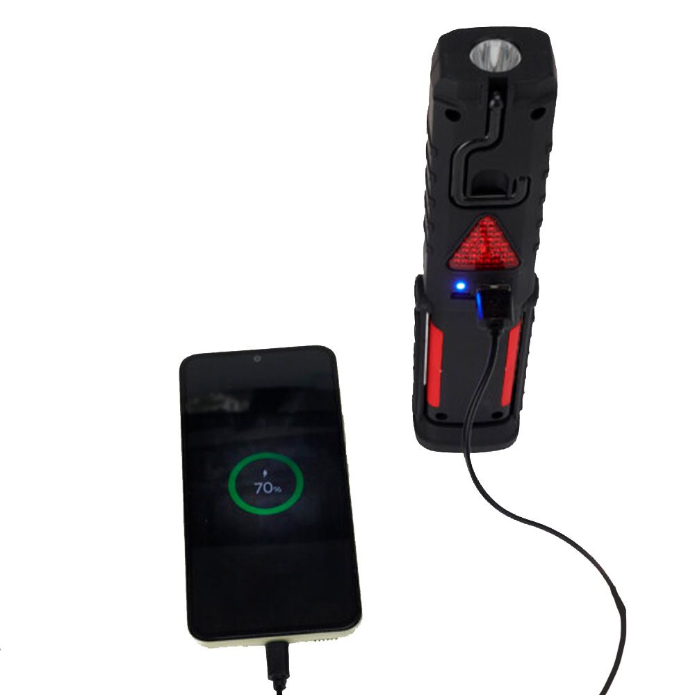 LINTERNA LED DE TRABAJO RECARGABLE DOBLE FUNCION CON GANCHO + IMÁN, NEGRA, 50 x 35 x 215 mm gallery 2