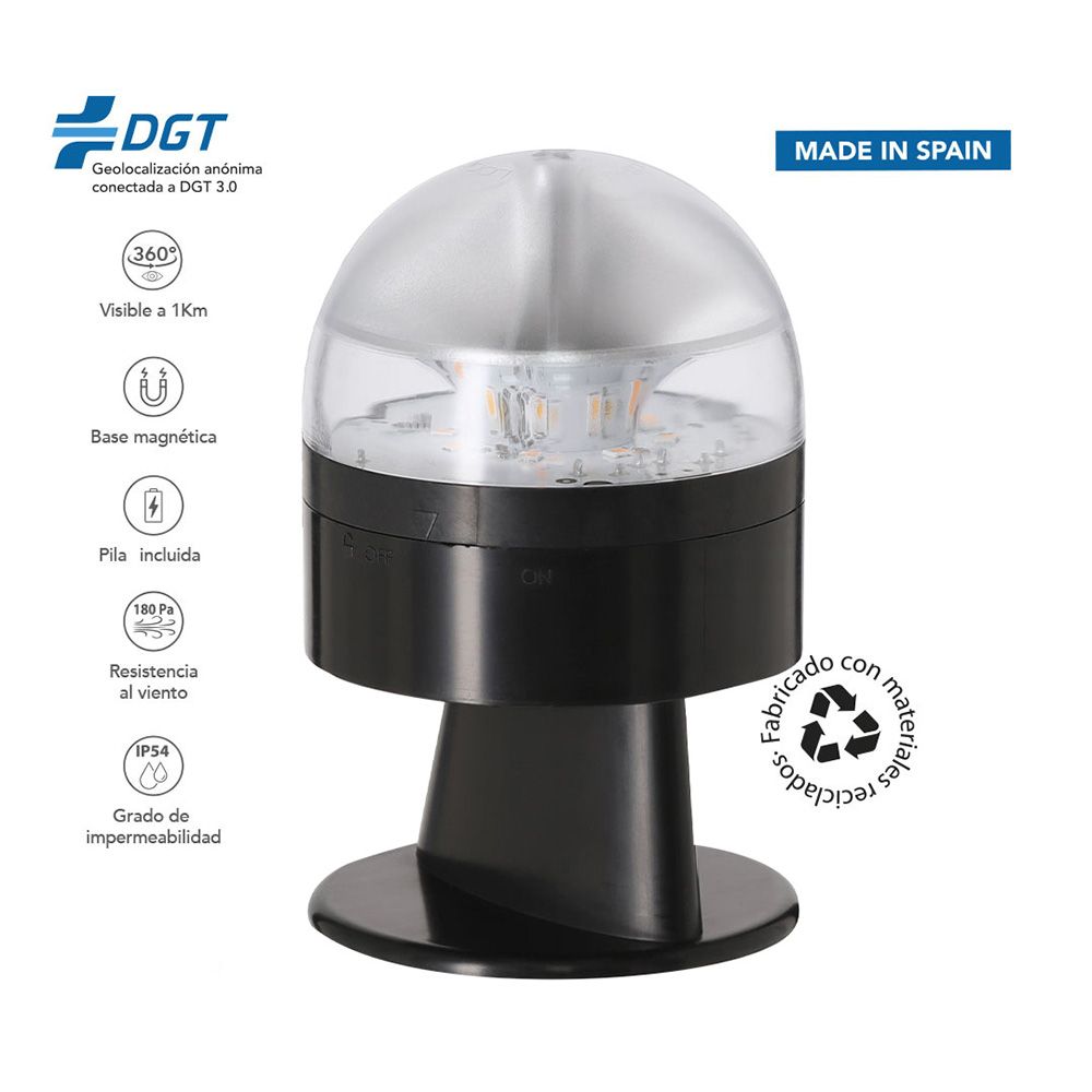 BALIZA V16 DE EMERGENCIA HOMOLOGADA CONECTADA GEOLOCALIZABLE CON DGT 3.0 PF ERUM VIAL NEGRA, SIN EAN INDIVIDUAL gallery 3