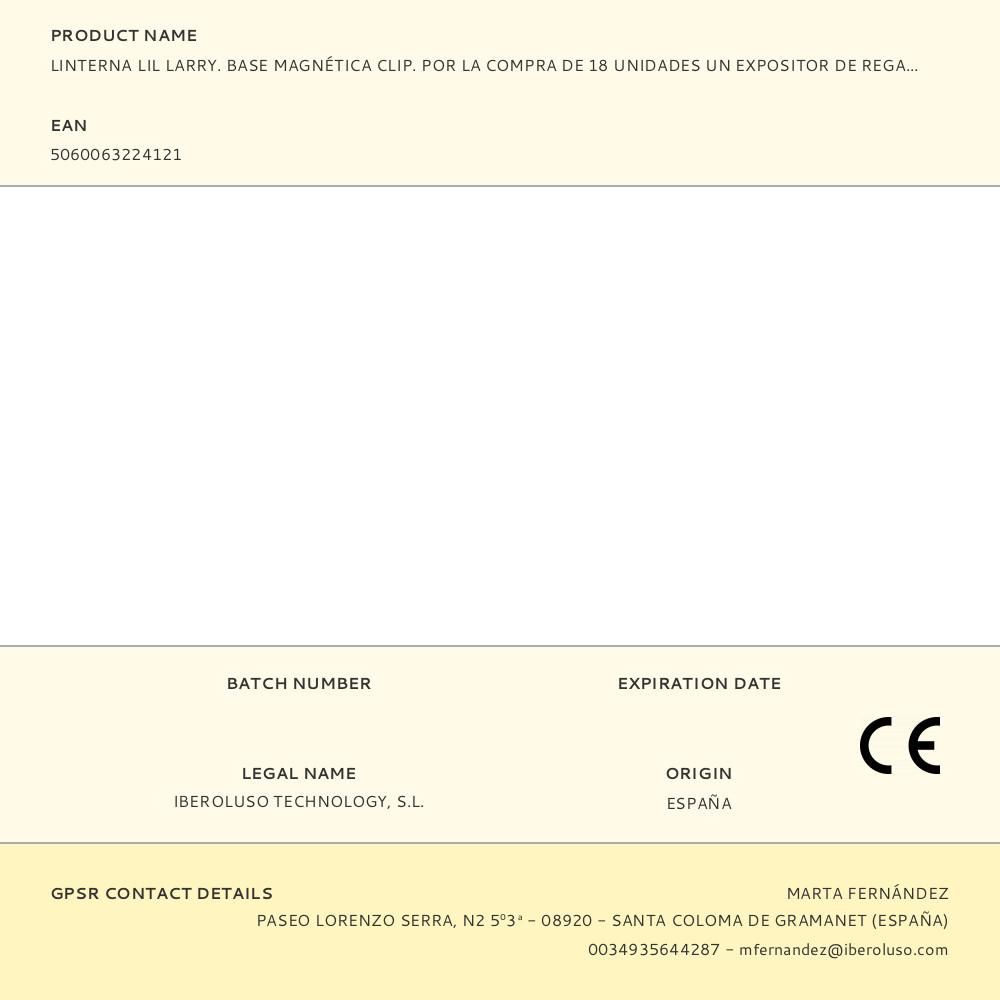 LINTERNA LIL LARRY. BASE MAGNÉTICA CLIP. POR LA COMPRA DE 18 UNIDADES UN EXPOSITOR DE REGALO gallery 11