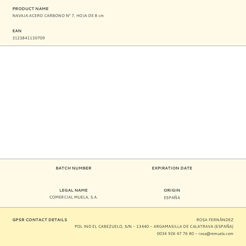 NAVAJA ACERO CARBONO Nº 7, HOJA DE 8 cm gallery 0