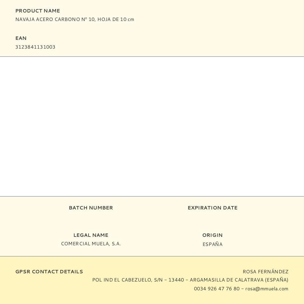 NAVAJA ACERO CARBONO Nº 10, HOJA DE 10 cm gallery 0