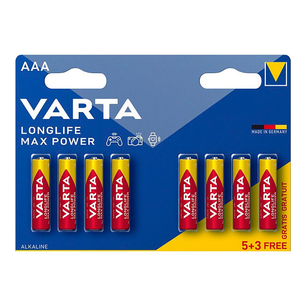 PACK 10 BLISTERS PILA ALKALINA LONGLIFE MAX POWER AAA - LR03 (BLISTER 5+3 uds) Ø10,5 x 44,5 mm