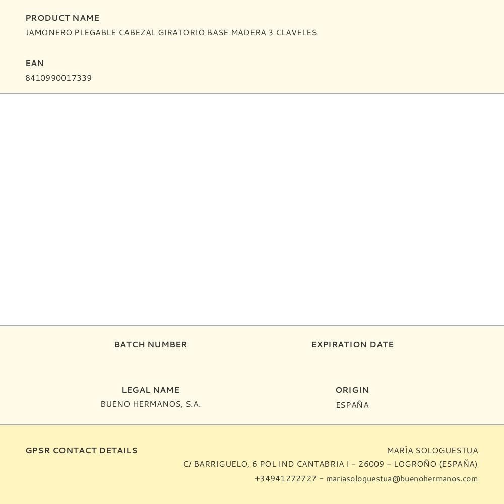 JAMONERO PLEGABLE CABEZAL GIRATORIO BASE MADERA 47 x 18,5 x 37 cm gallery 5