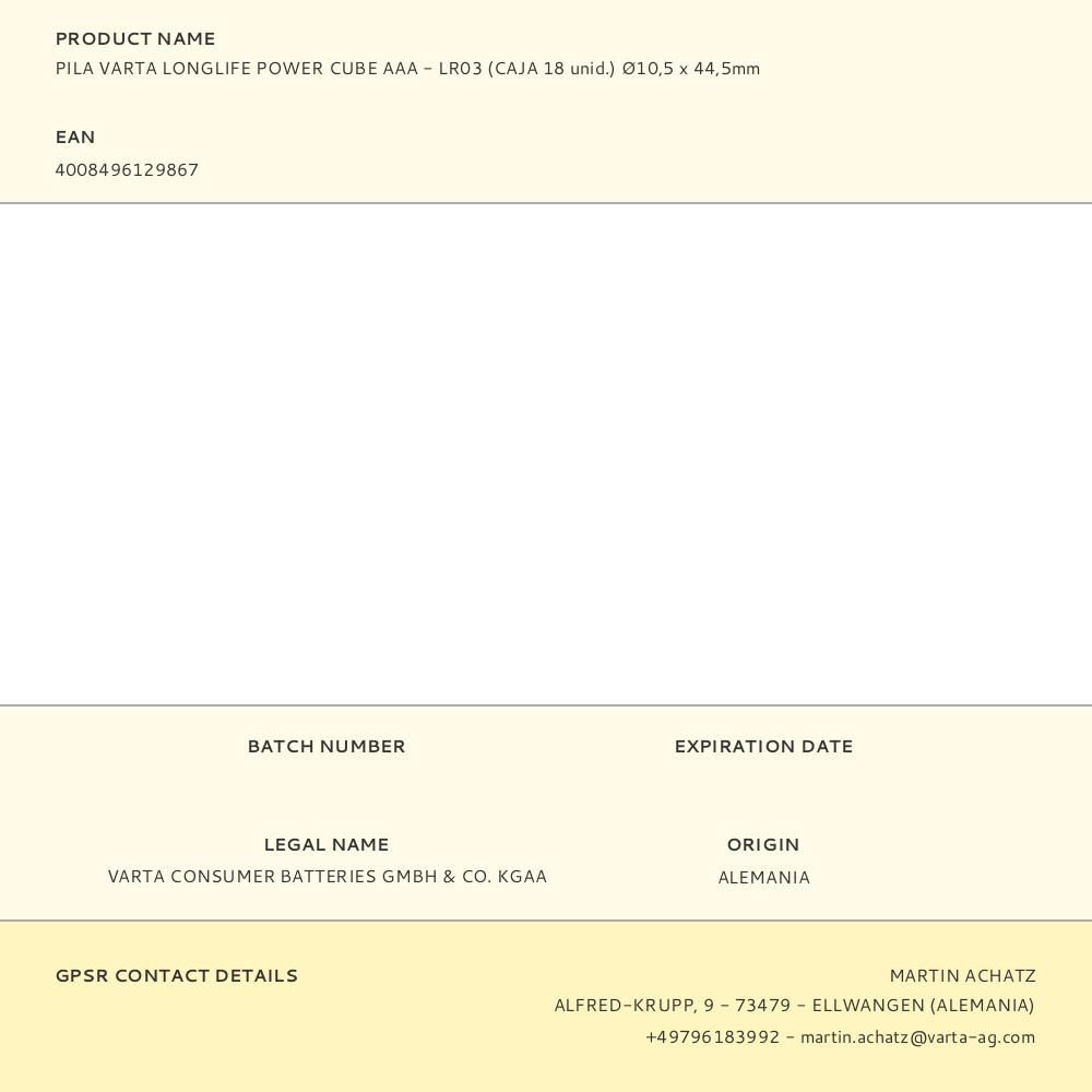 PILA ALKALINA LONGLIFE POWER CUBE AAA - LR03 (CAJA 18 uds.) Ø10,5 x 44,5mm gallery 0