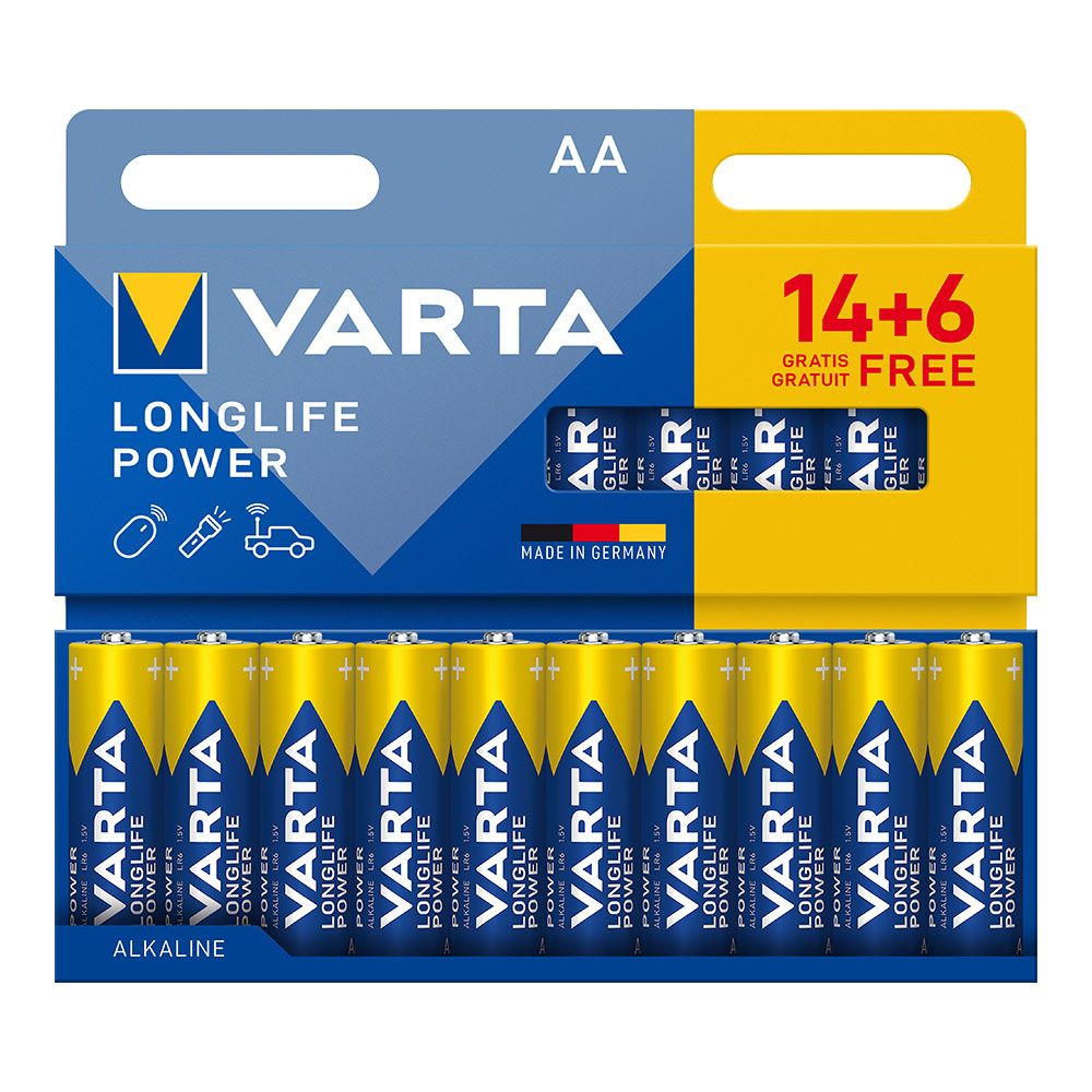 PILA ALKALINA LONGLIFE POWER AA - LR06 (BLISTER 20 unid. 14+6) Ø14,5 x 50,5 mm