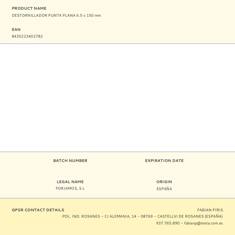 DESTORNILLADOR PUNTA PLANA 6.5 x 150 mm gallery 0