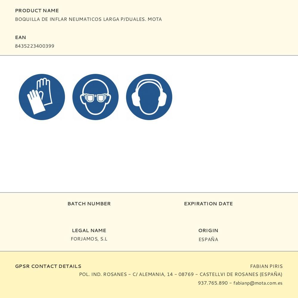BOQUILLA DE INFLAR NEUMATICOS LARGA P/DUALES. MOTA gallery 0