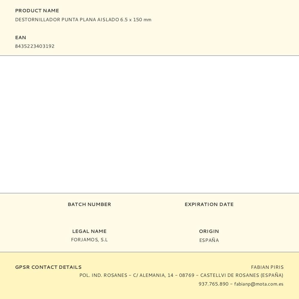 DESTORNILLADOR PUNTA PLANA AISLADO 6.5 x 150 mm gallery 0