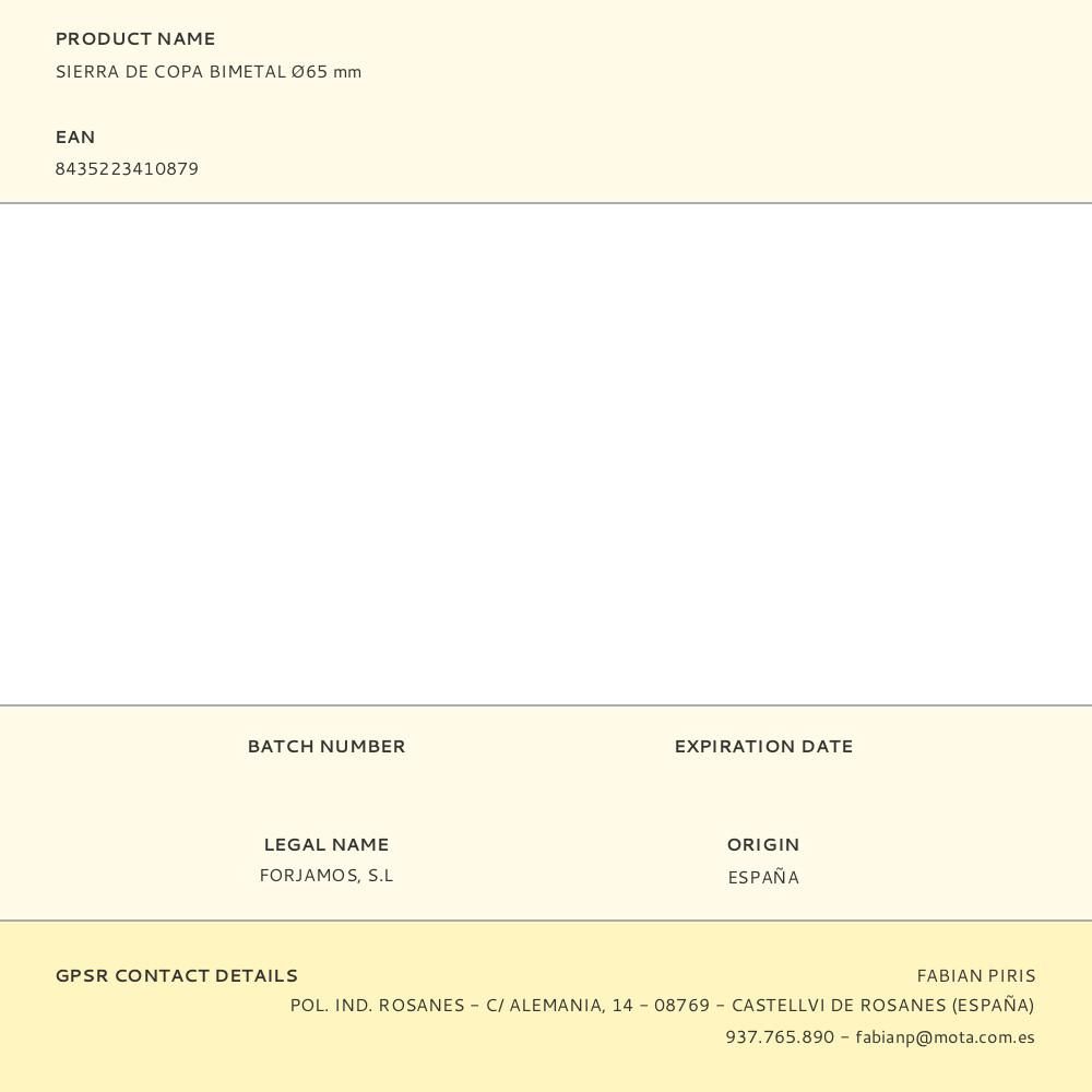 SIERRA DE COPA BIMETAL Ø65 mm gallery 0