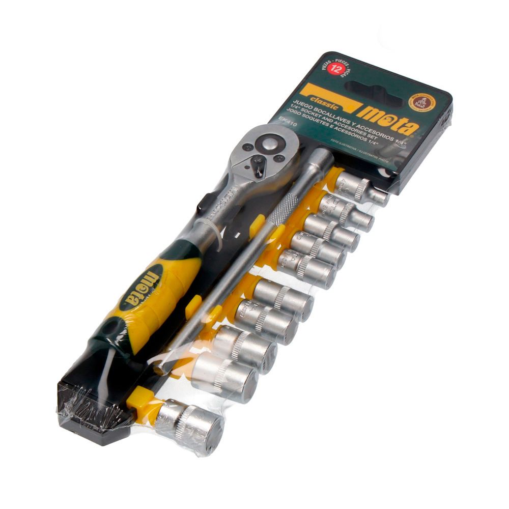 BOCALLAVES Y ACCESORIOS ¼ pulg CROMO VANADIO, JUEGO 12 PIEZAS