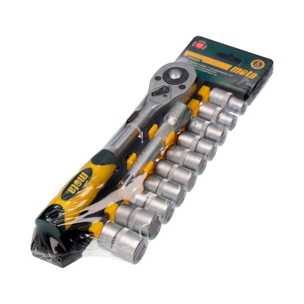 BOCALLAVES Y ACCESORIOS ½ pulg CROMO VANADIO, JUEGO 12 PIEZAS