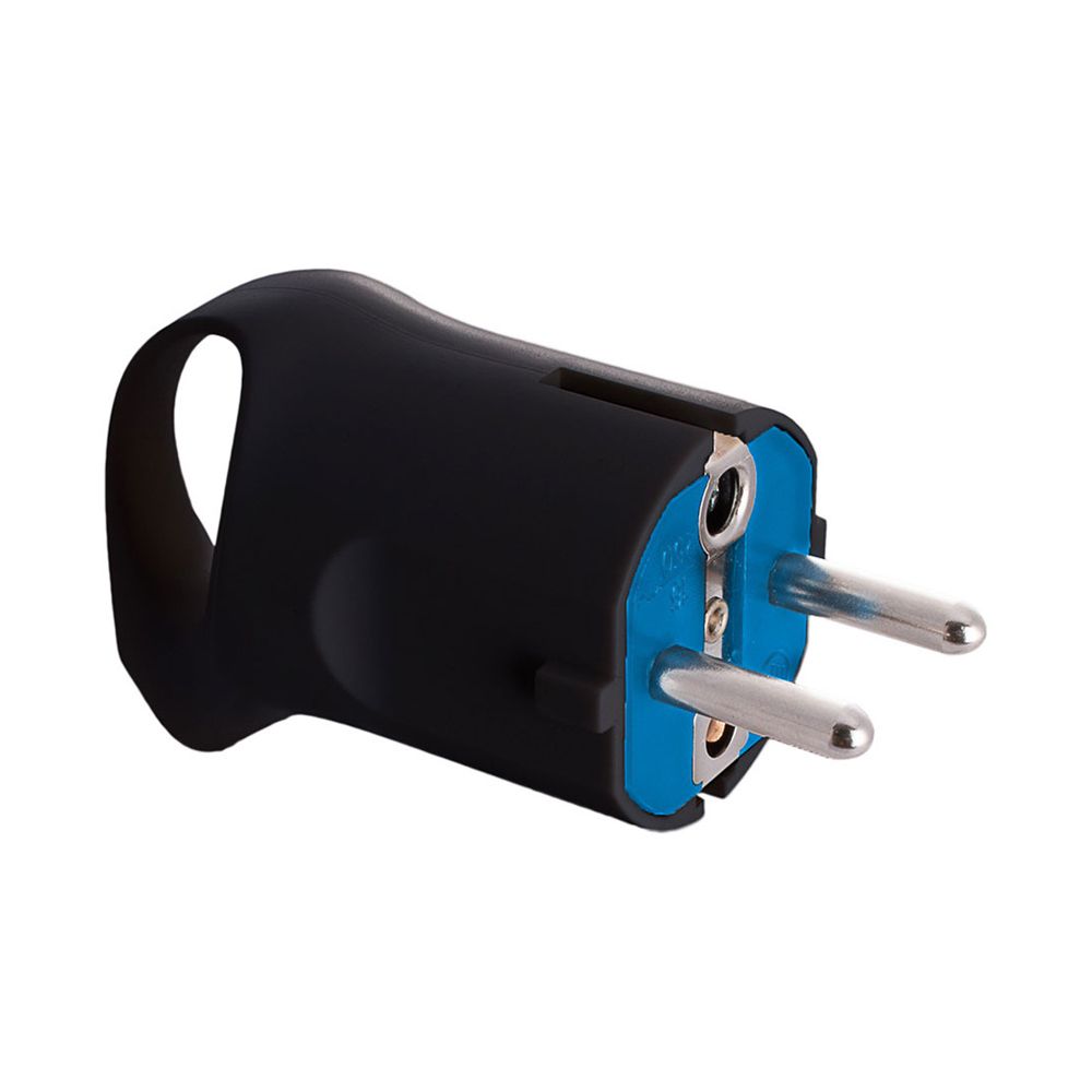 CLAVIJA TIPO F 4,8mm 16A 250V T/TL NEGRA. CON ANILLA PARA FÁCIL EXTRACCIÓN. SOLERA 6566AN.