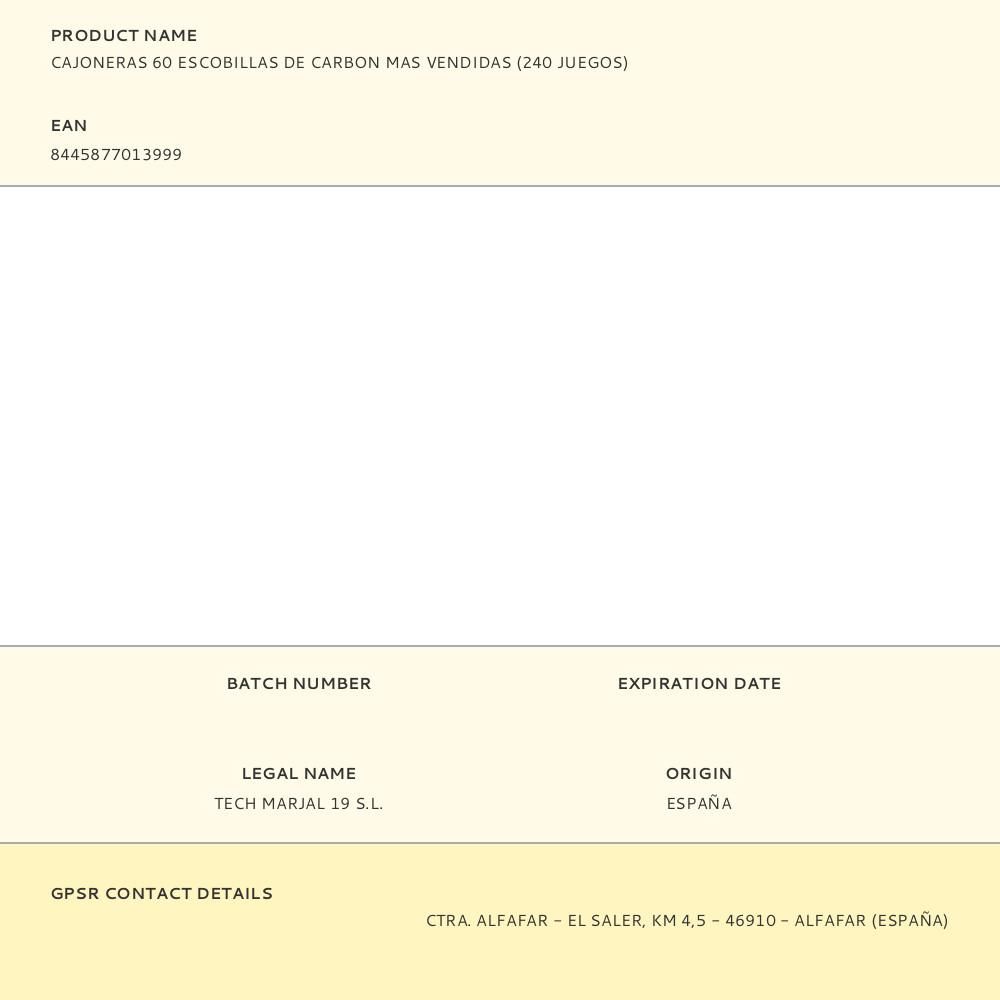 CAJONERAS 60 ESCOBILLAS DE CARBON MAS VENDIDAS (240 JUEGOS) gallery 2