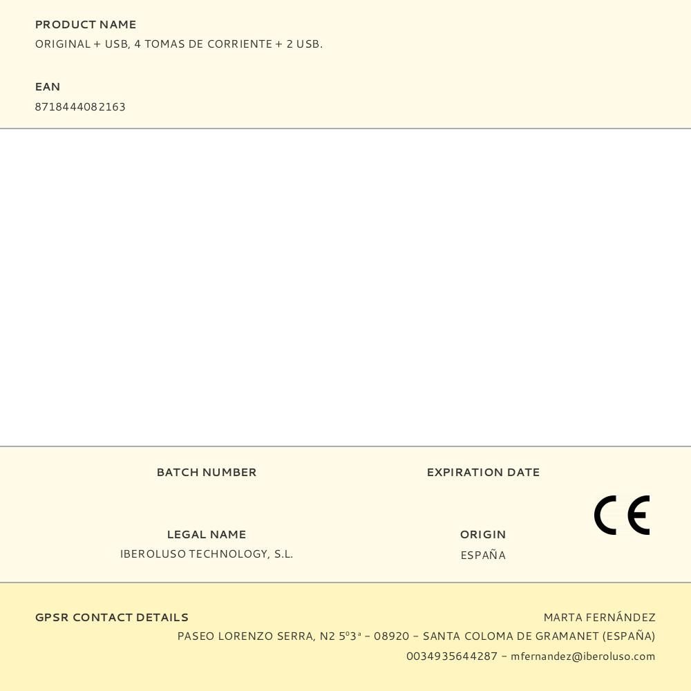 ORIGINAL + USB, 4 TOMAS DE CORRIENTE + 2 USB. gallery 3