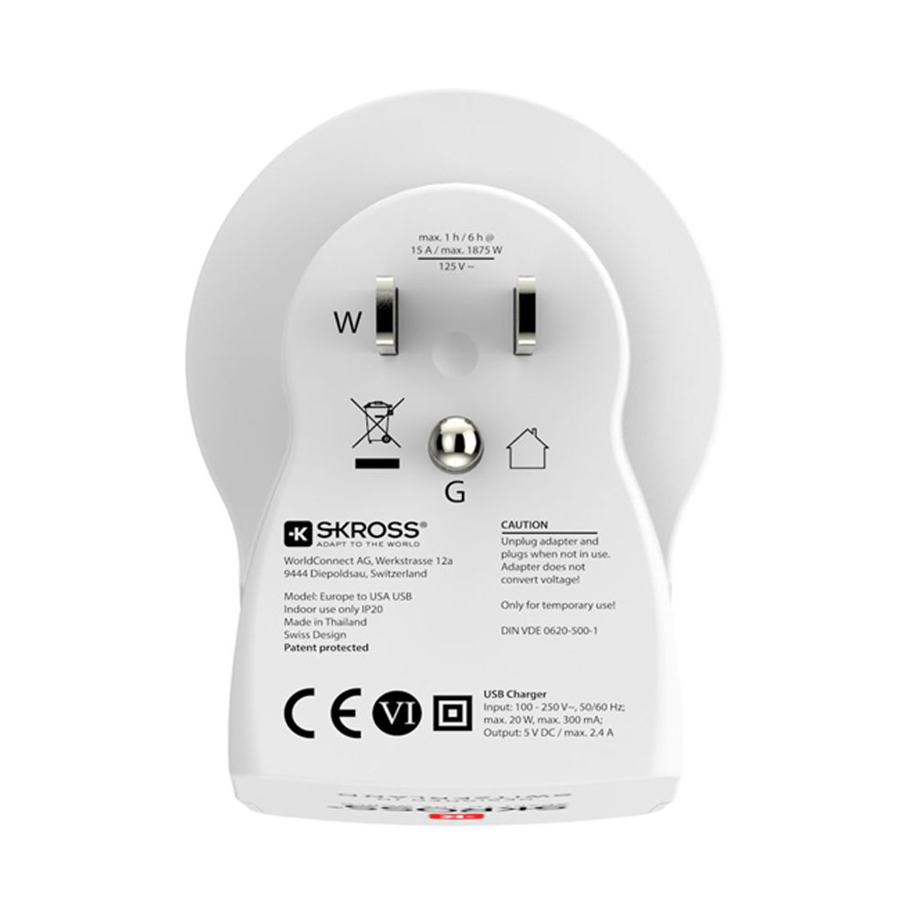 ADAPTADOR EUROPEO A ESTADOS UNIDOS USB SKROSS 1500281 gallery 1