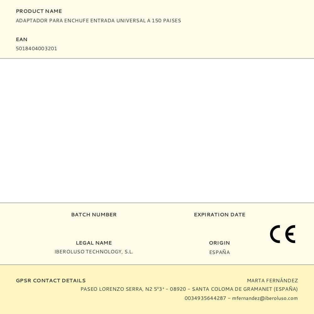 ADAPTADOR PARA ENCHUFE ENTRADA UNIVERSAL A 150 PADRESES gallery 4