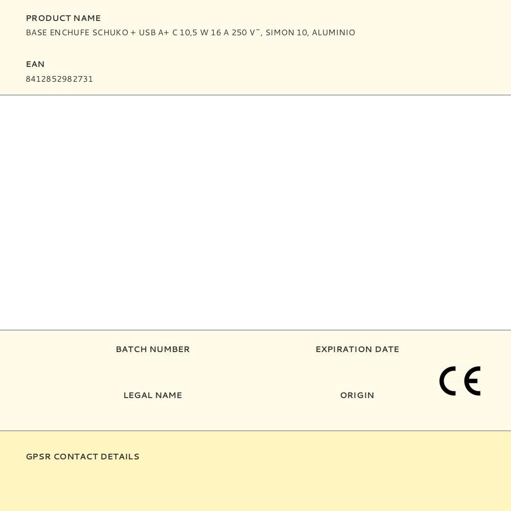 BASE ENCHUFE SCHUKO + USB A + C 10,5 W 16 A 250 V~, SIMON 10, ALUMINIO gallery 2
